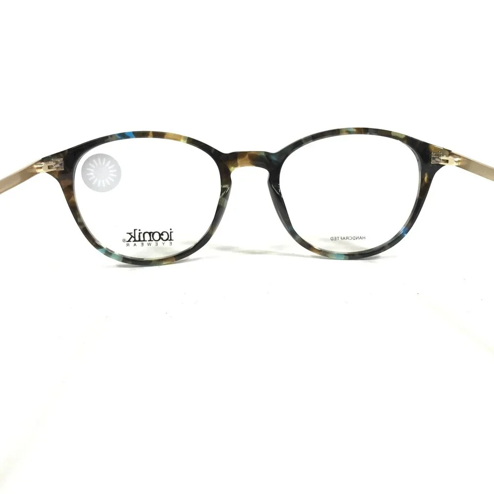 Iconik Eyeglasses Frames Ashley C2 Brown Blue Tortoise Gold Round 49-18-147